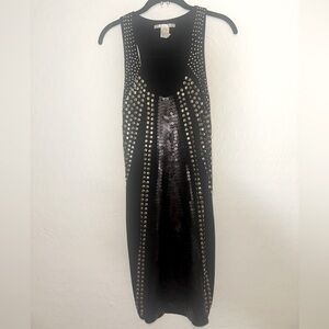 Black and Silver Studded Dress W/ Black Sequins